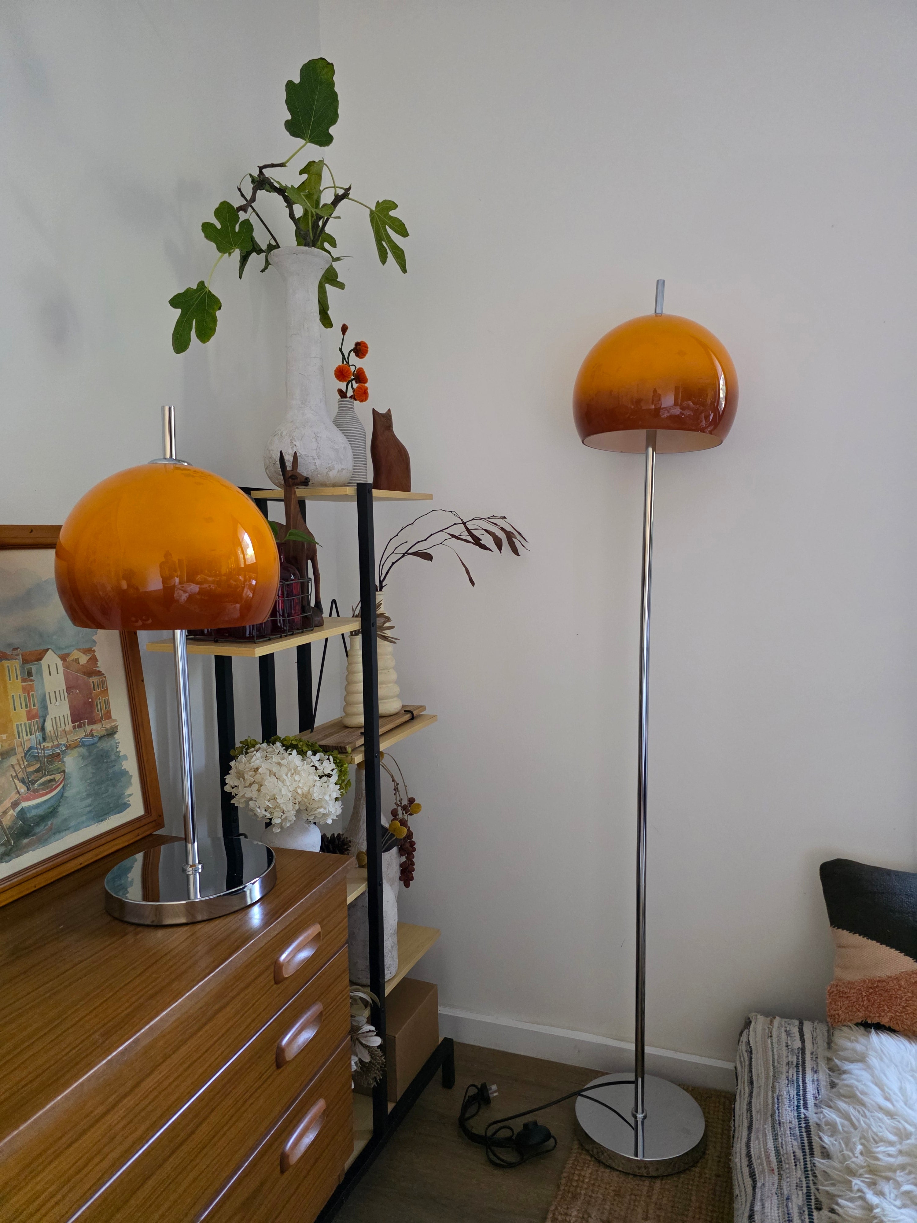 Olivia Mushroom Bauhaus Lamp Set Table & Floor Lamp