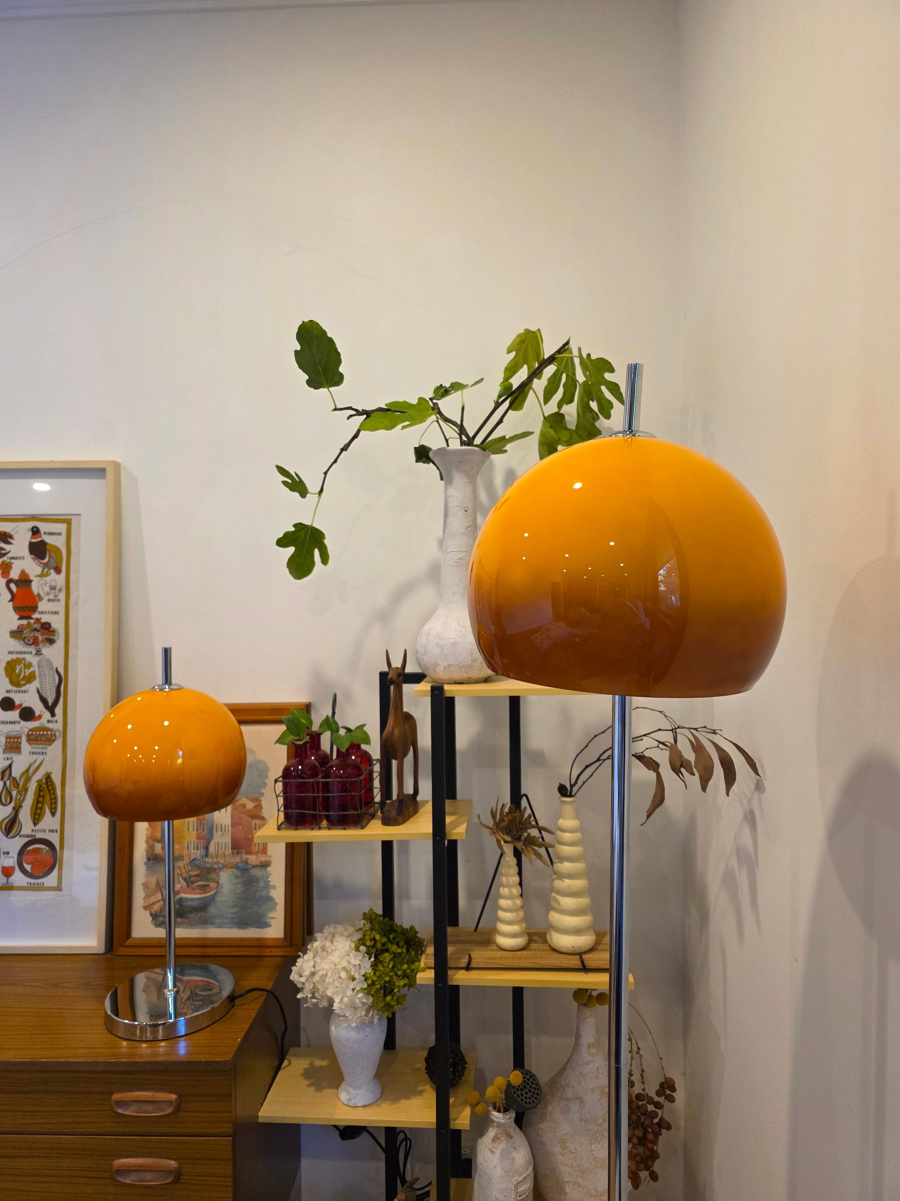 Olivia Mushroom Bauhaus Lamp Set Table & Floor Lamp