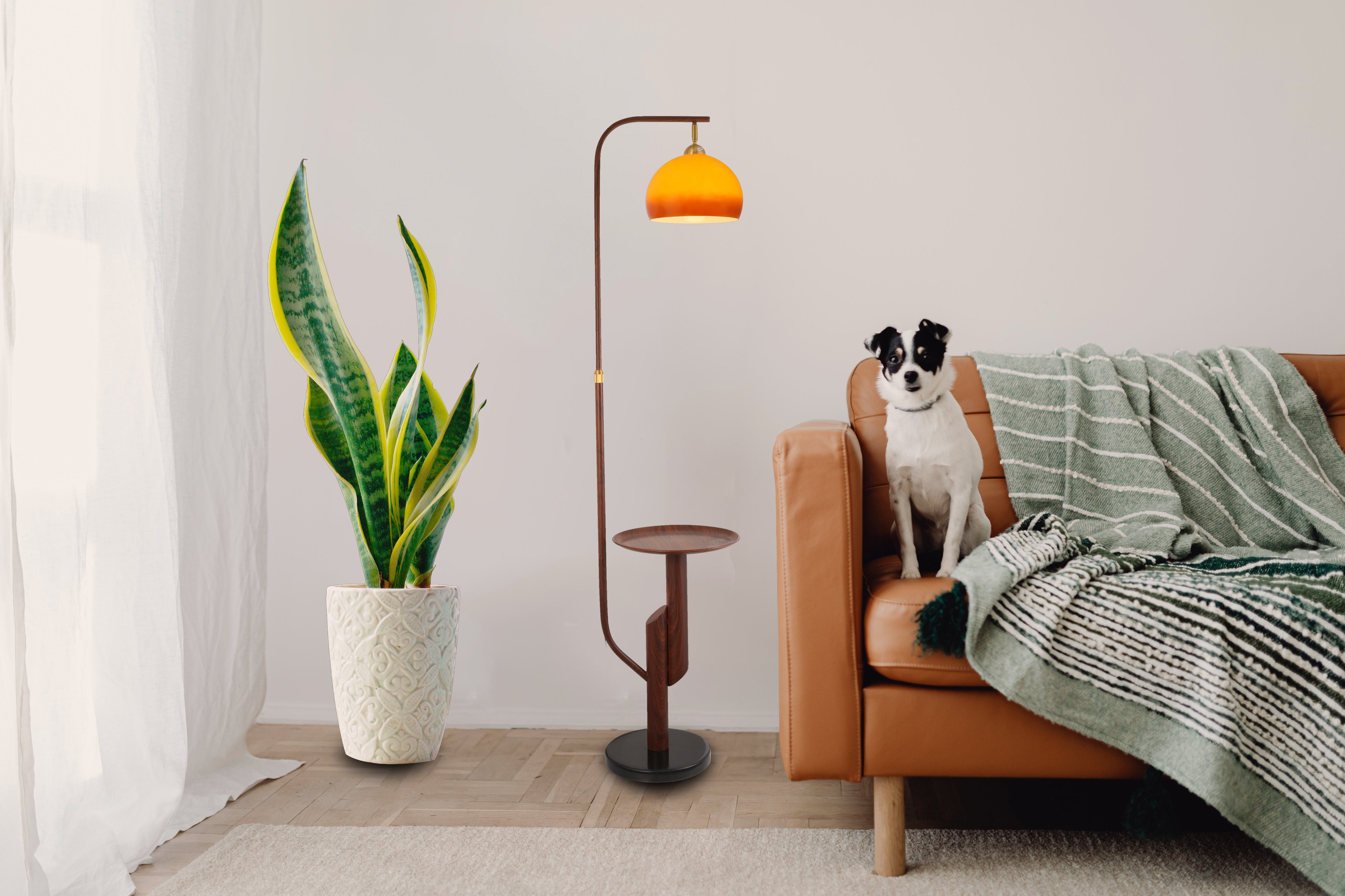 Carla Arc Floor Lamp with Side Table - 360° Adjustable Floor Lamp