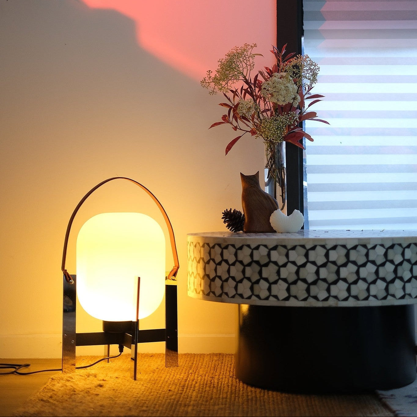 Alix Basket-Style Table Lamp – Opal Glass & Chrome