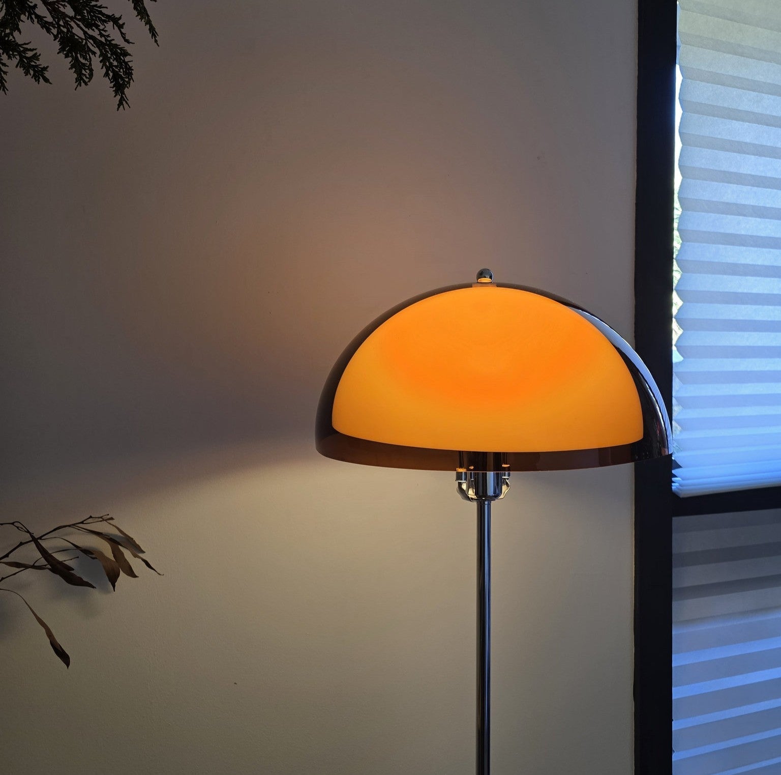 Coby Double Dome Mushroom Floor Lamp Orange