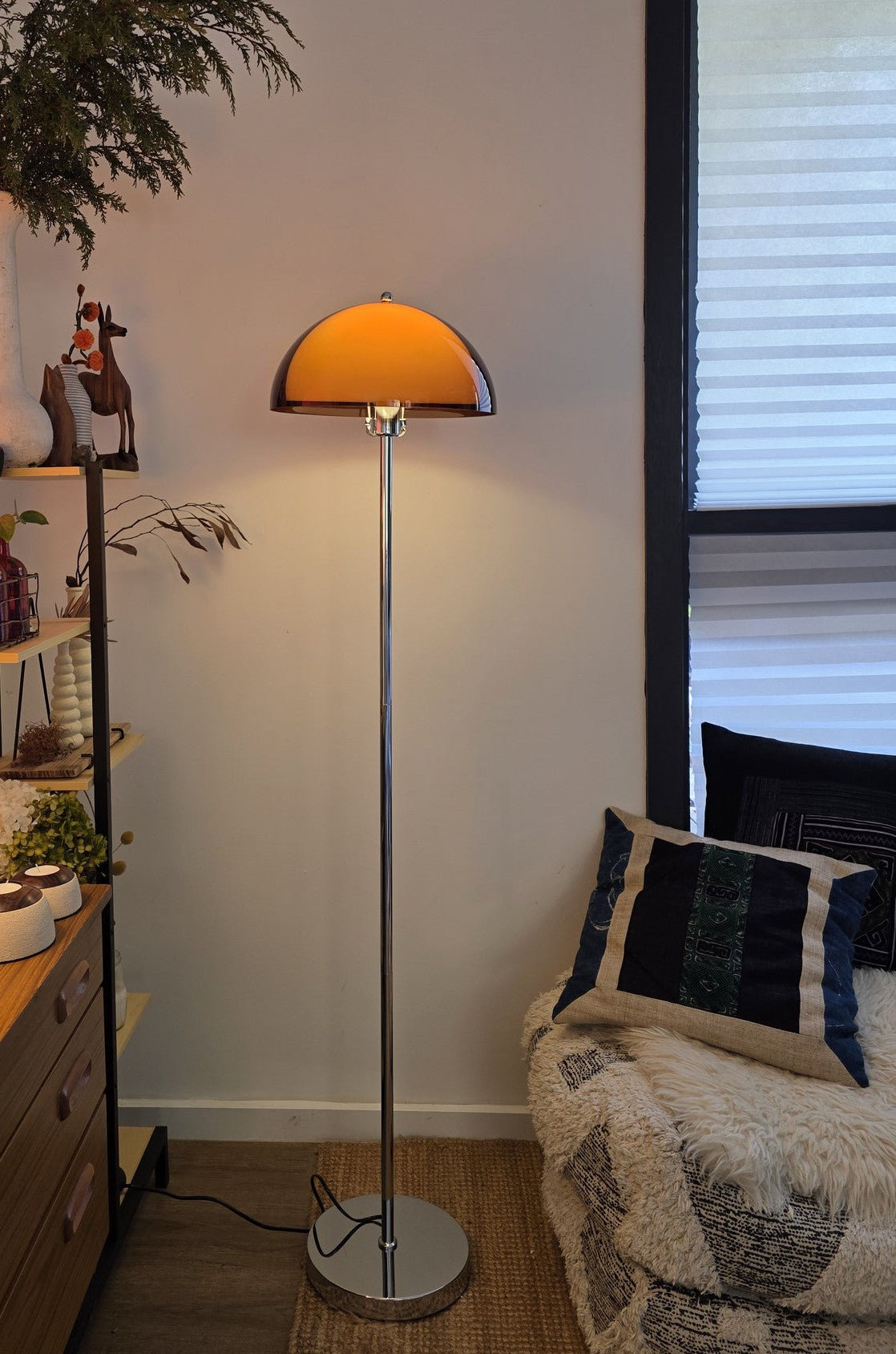 Coby Double Dome Mushroom Floor Lamp Orange