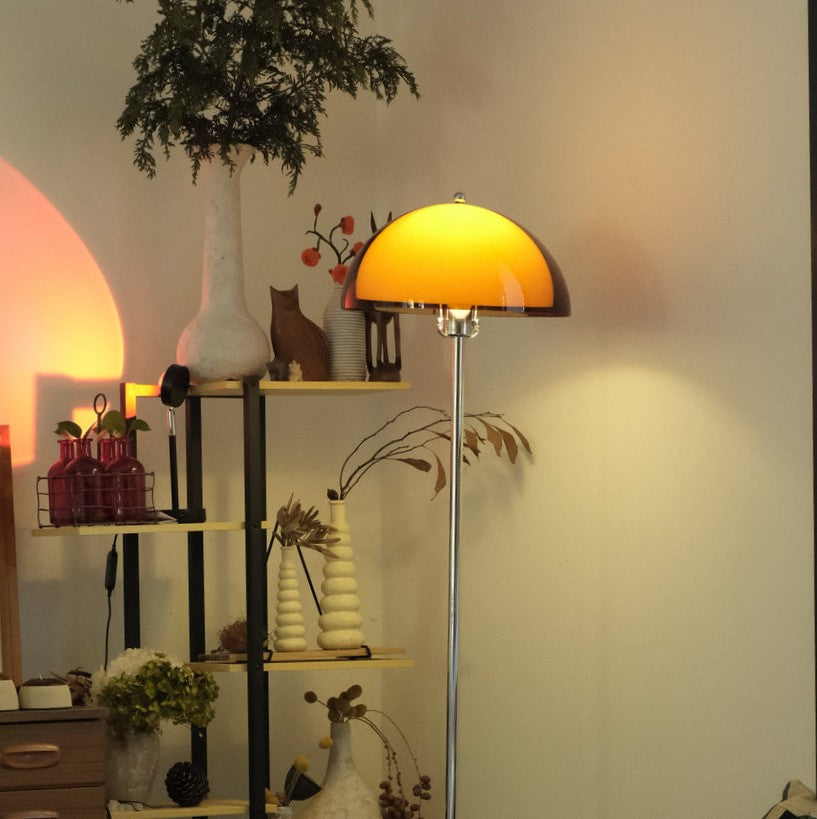 Coby Double Dome Mushroom Floor Lamp Orange