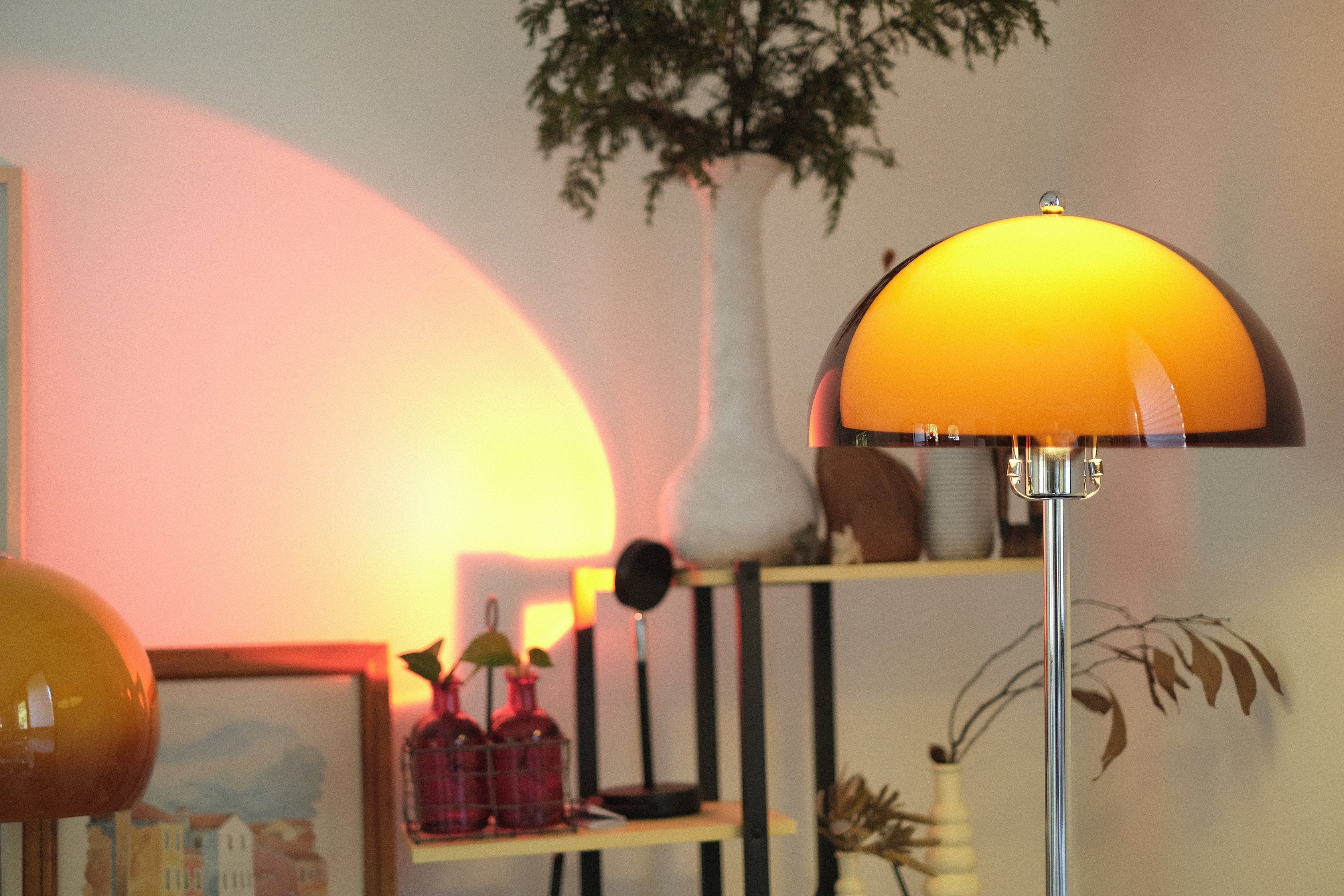 Coby Double Dome Mushroom Floor & Table Lamp Duo in Orange