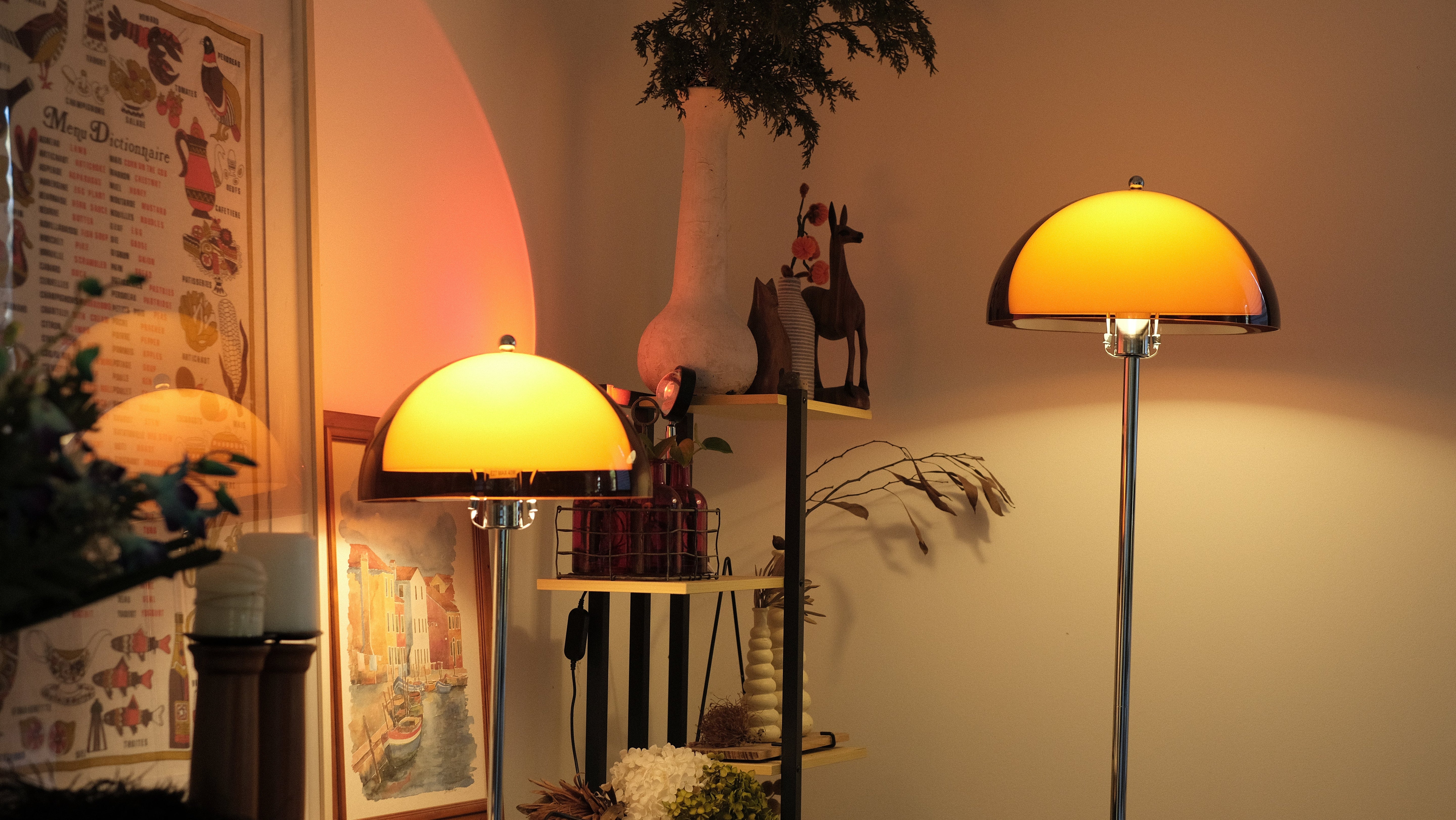 Coby Double Dome Mushroom Floor & Table Lamp Duo in Orange