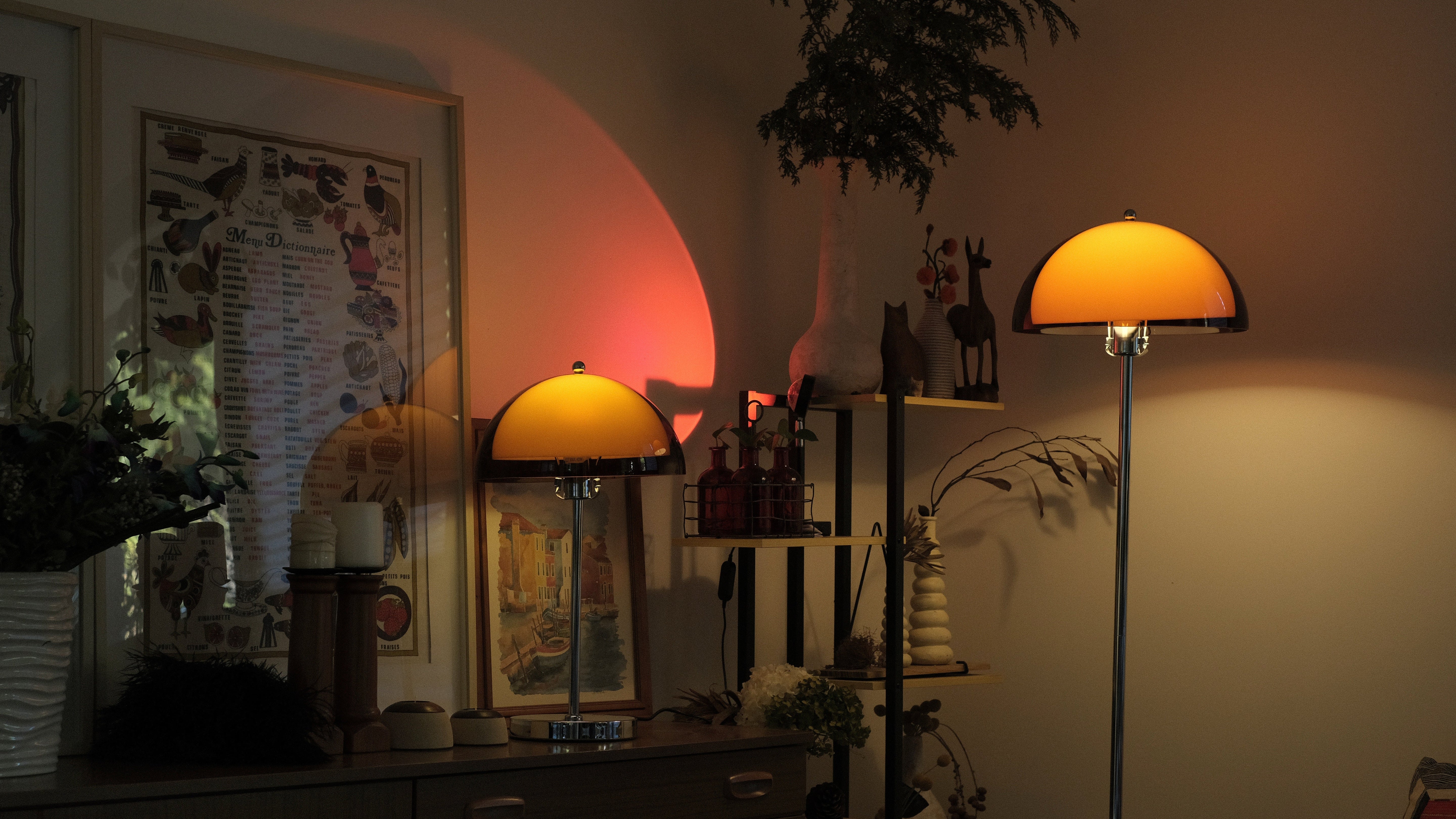 Coby Double Dome Mushroom Floor & Table Lamp Duo in Orange