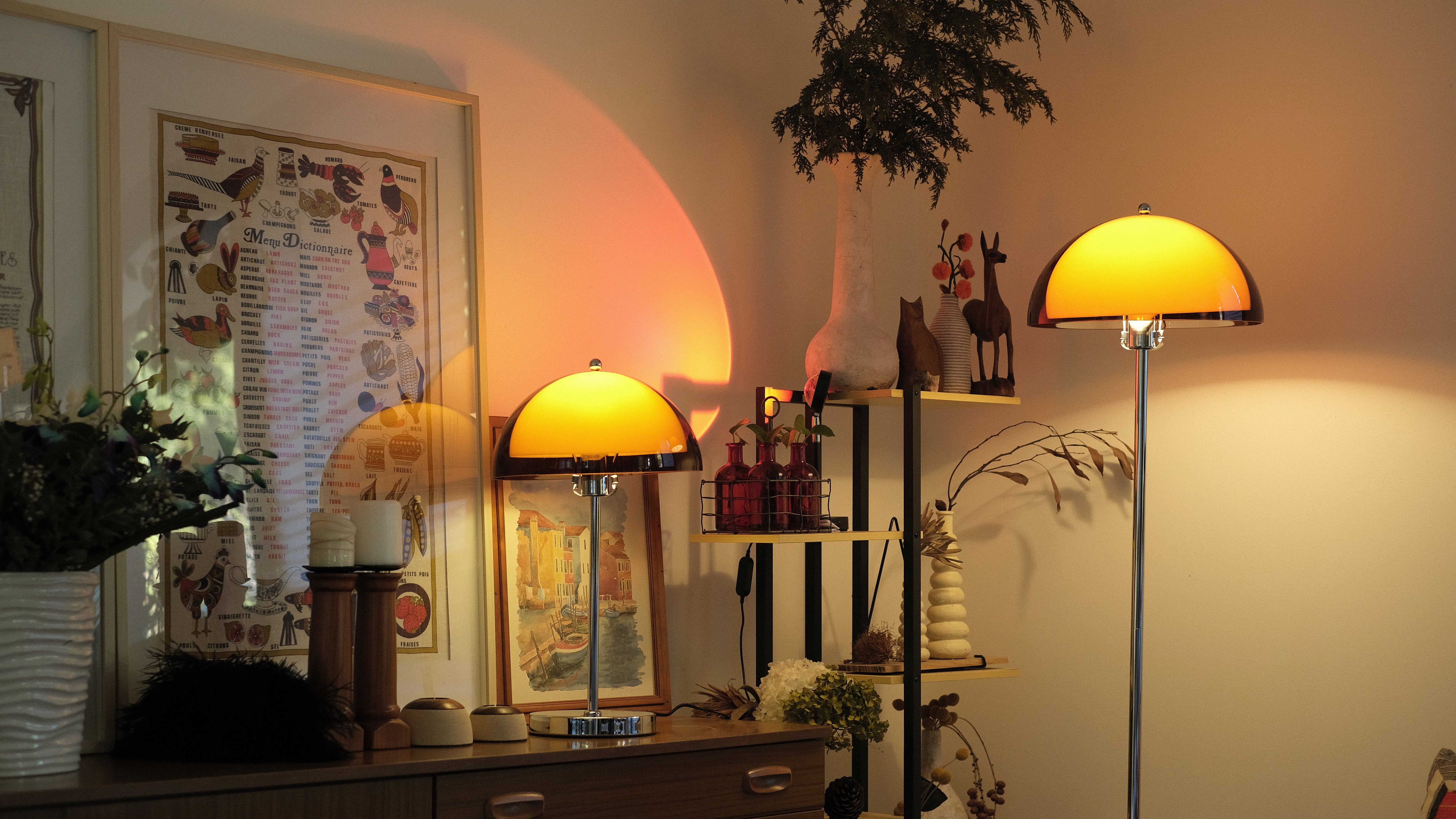 Coby Double Dome Mushroom Floor & Table Lamp Duo in Orange