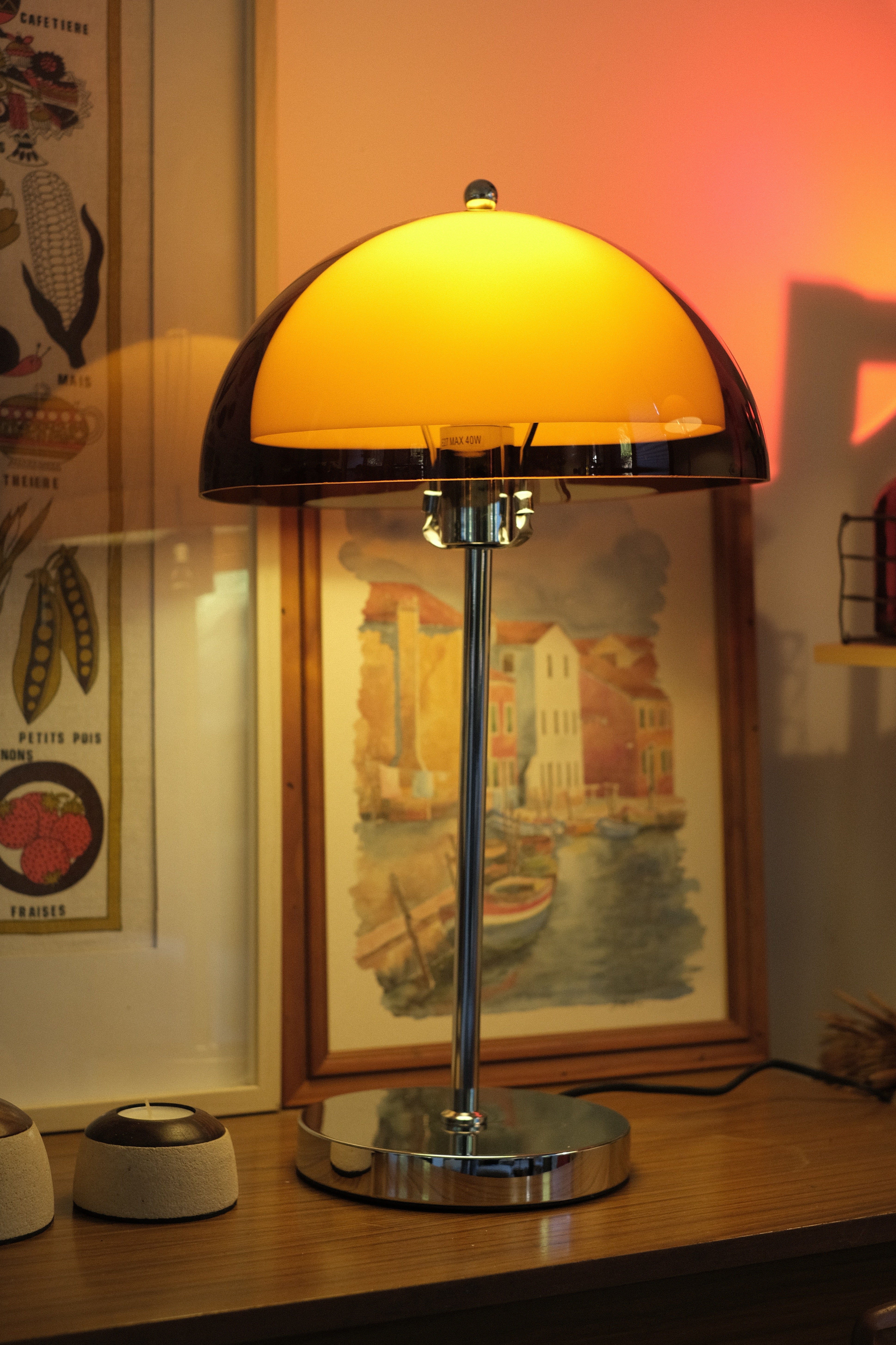 Coby Double Dome Mushroom Table Lamp Orange