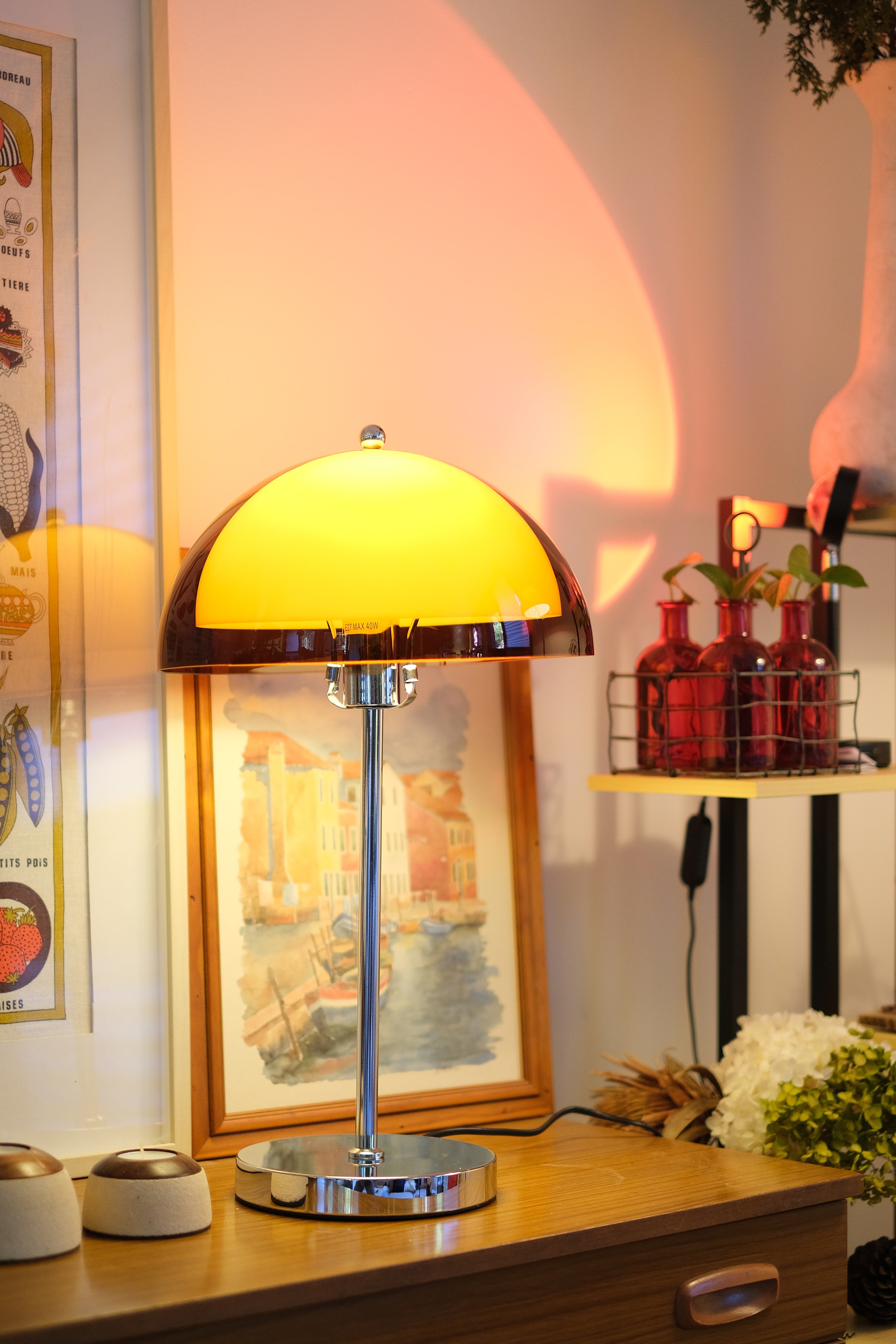 Coby Double Dome Mushroom Table Lamp Orange