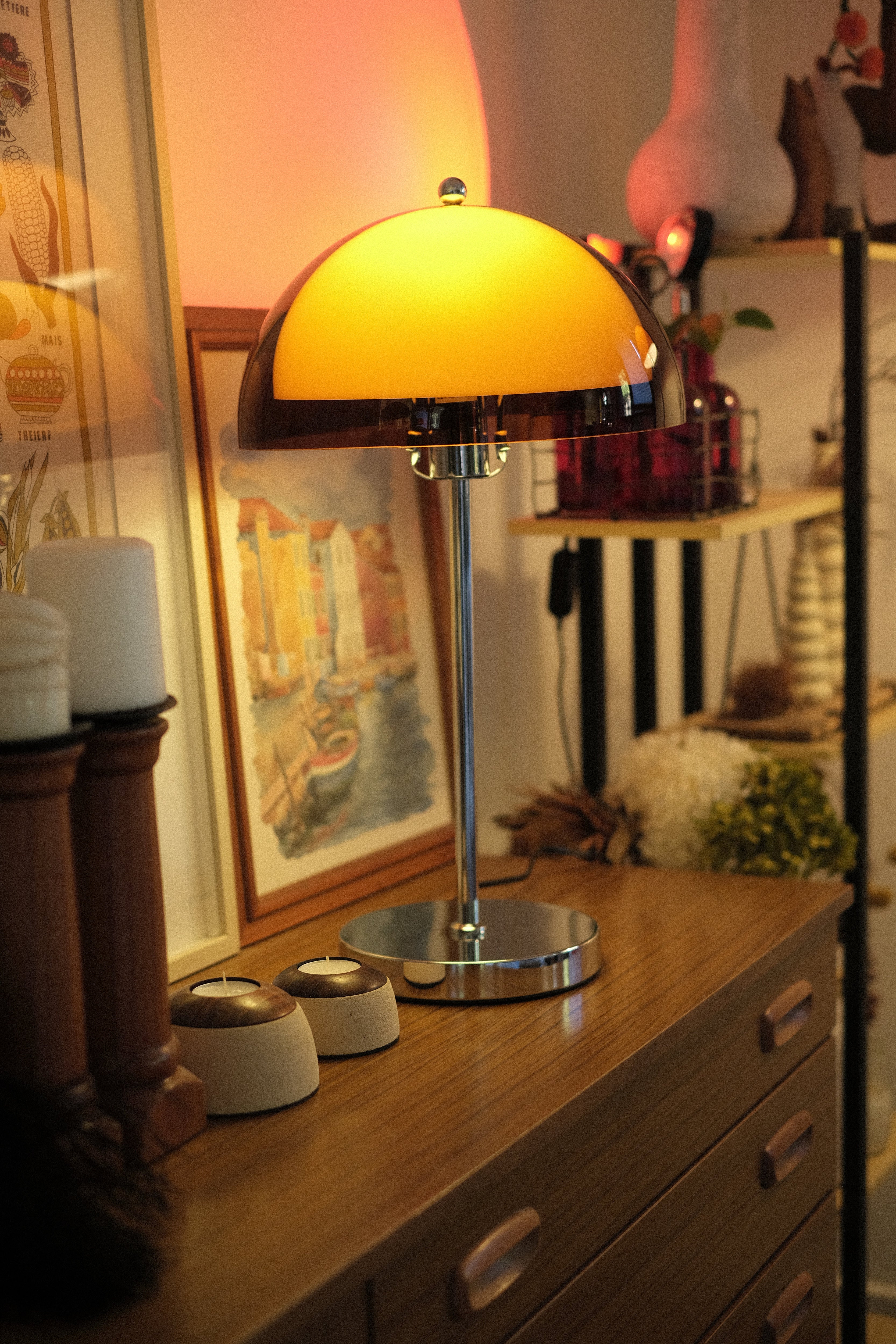 Coby Double Dome Mushroom Table Lamp Orange