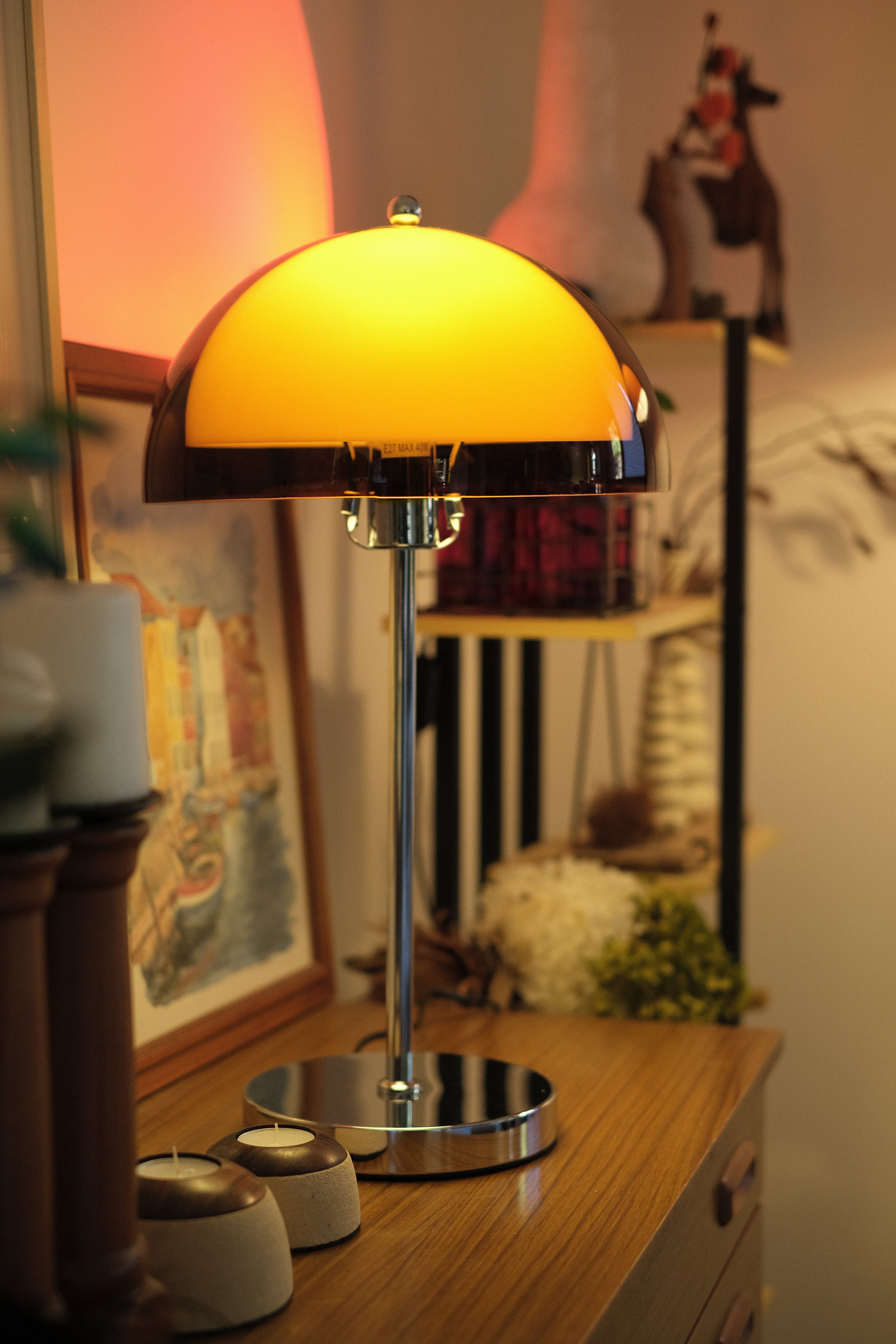 Coby Double Dome Mushroom Floor & Table Lamp Duo in Orange