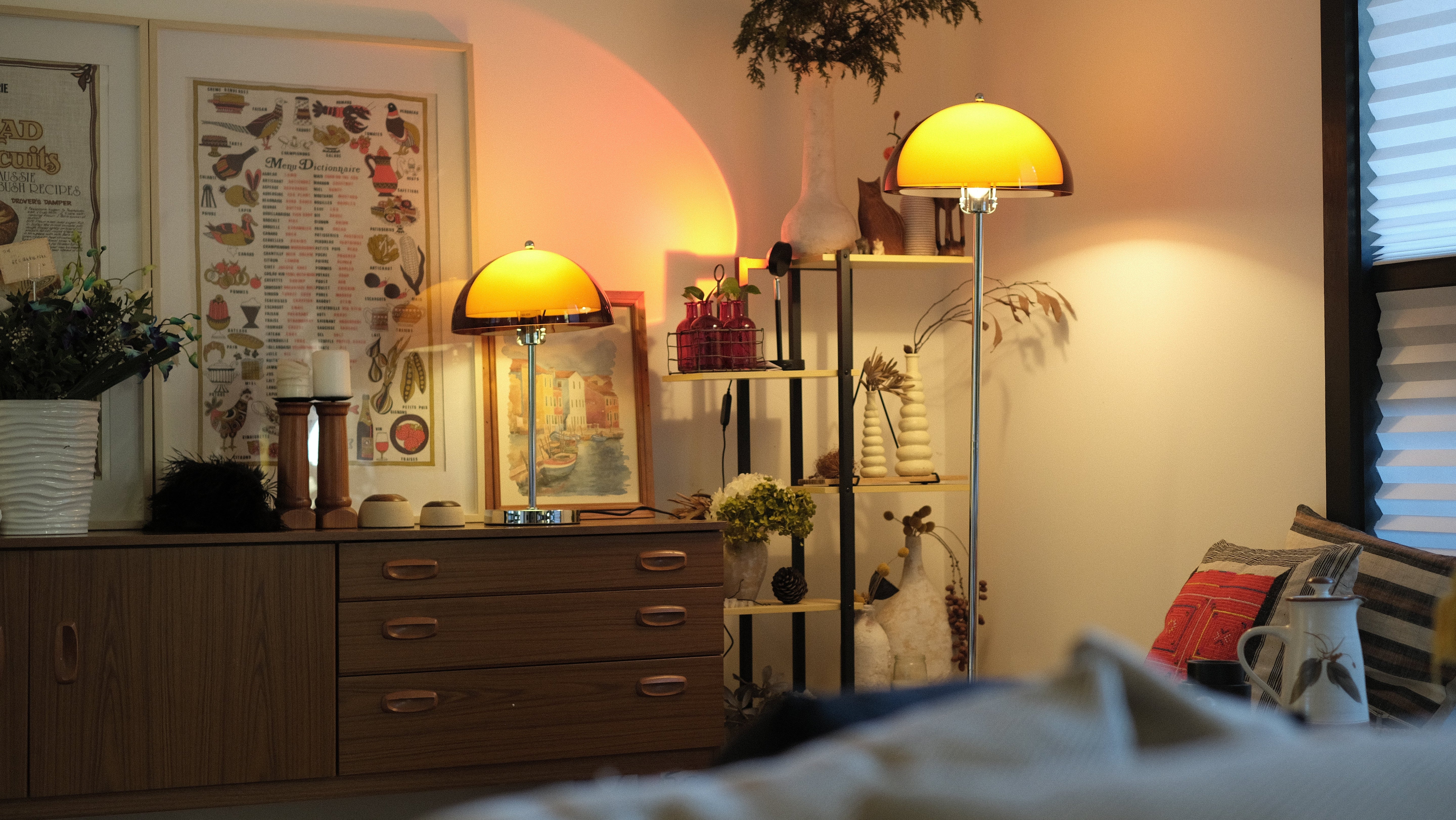 Coby Double Dome Mushroom Floor & Table Lamp Duo in Orange