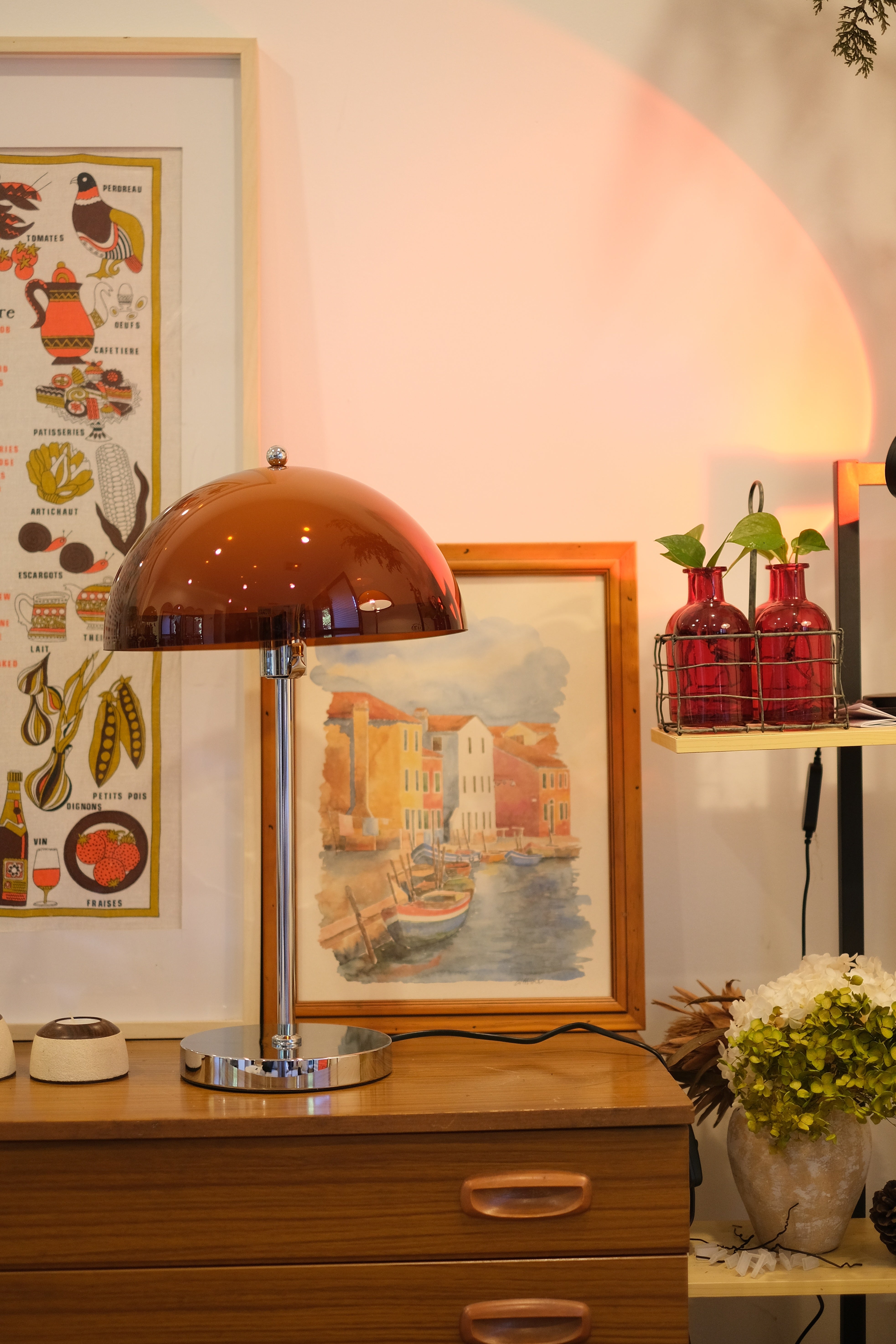 Coby Double Dome Mushroom Table Lamp Orange