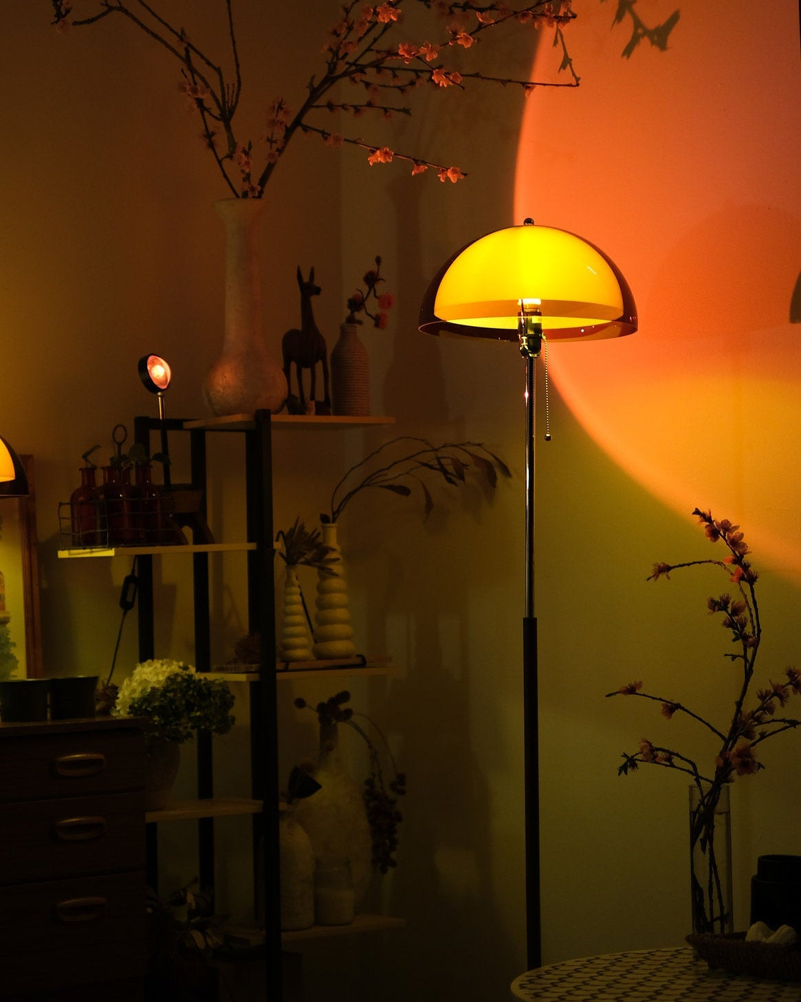 Retro Double-Mushroom Floor Lamp – Orange Dome Design | Homezee