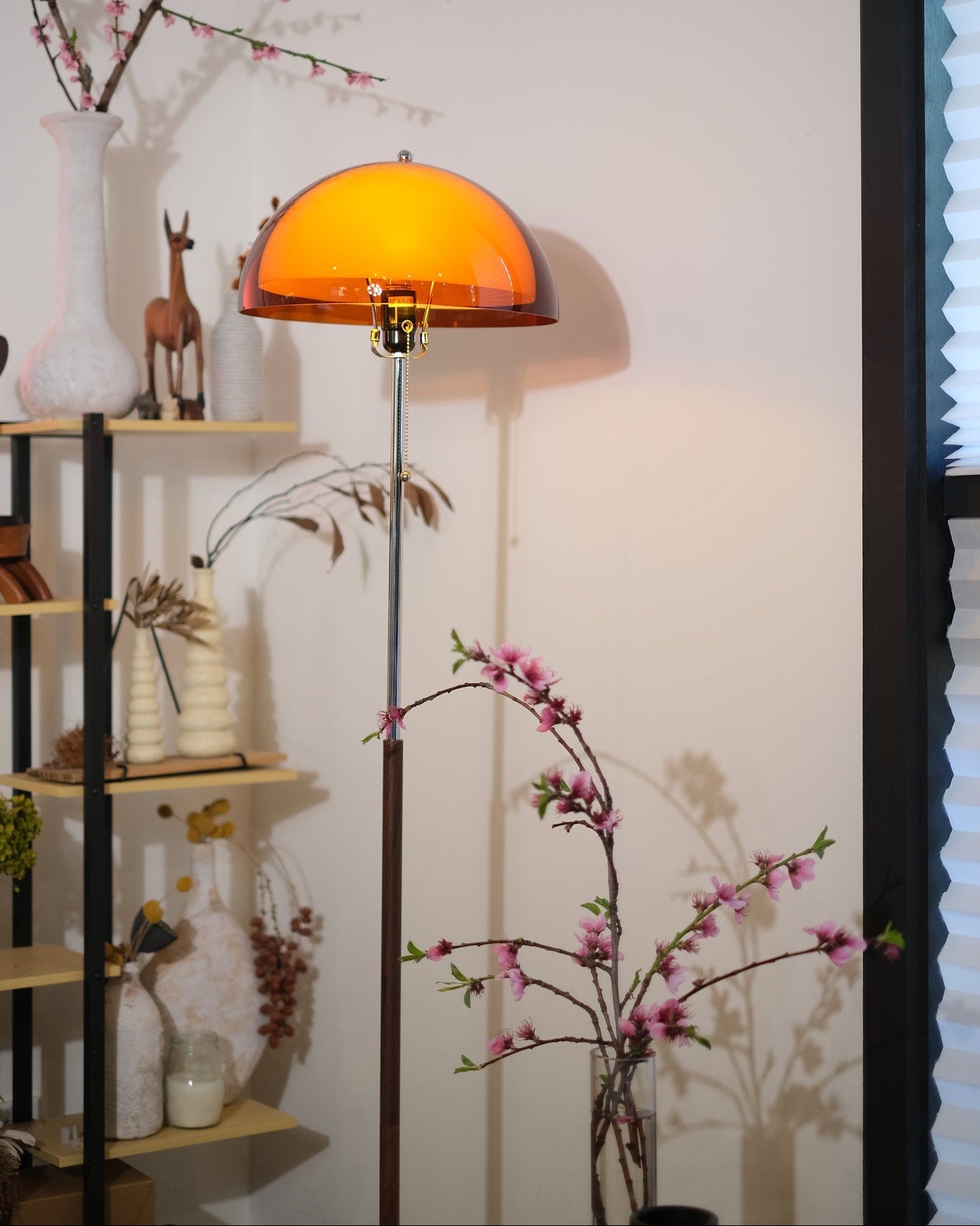 Retro Double-Mushroom Floor Lamp – Orange Dome Design | Homezee