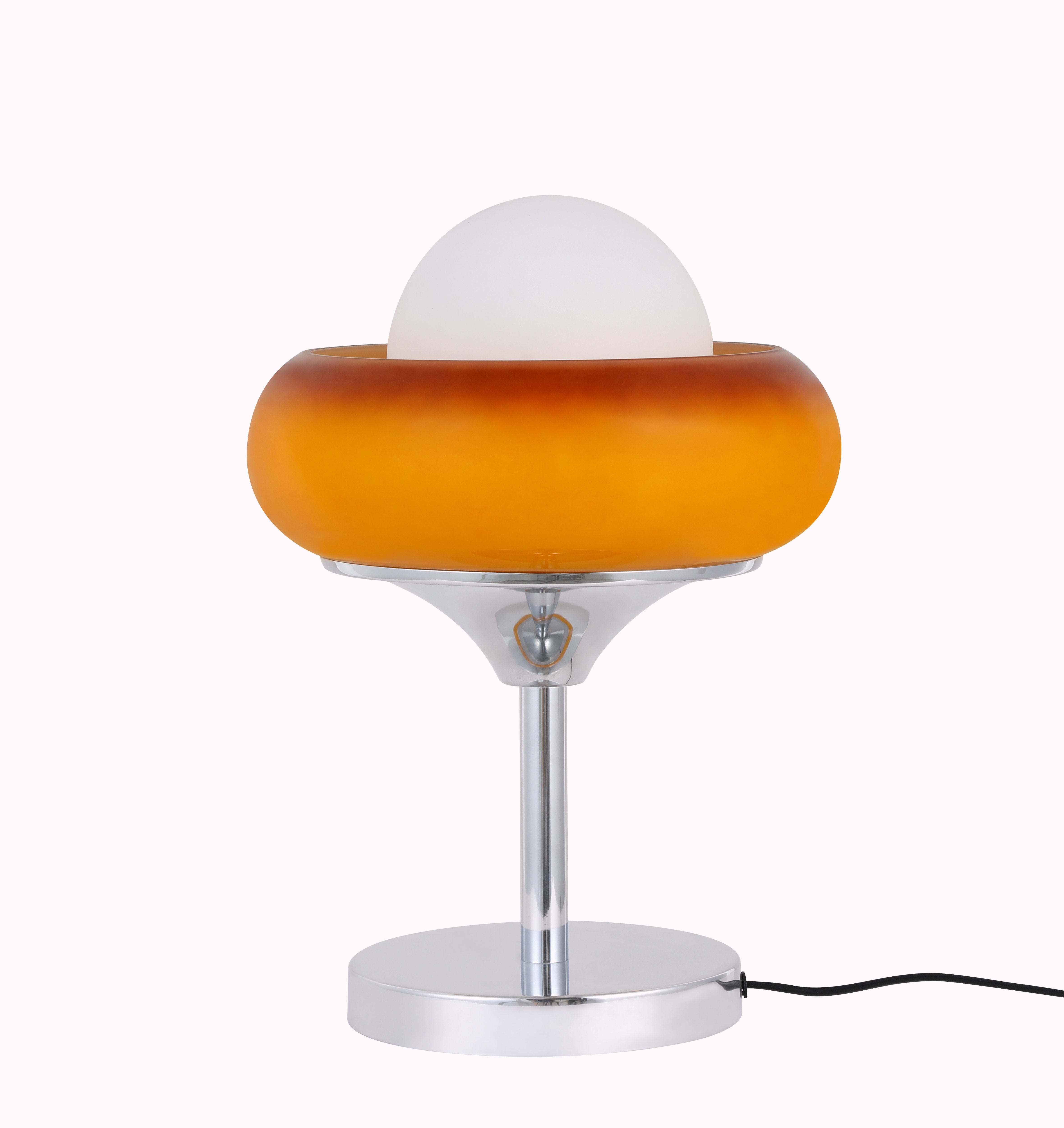 Avery Egg Tart  Table lamp with orange and white design on a white background