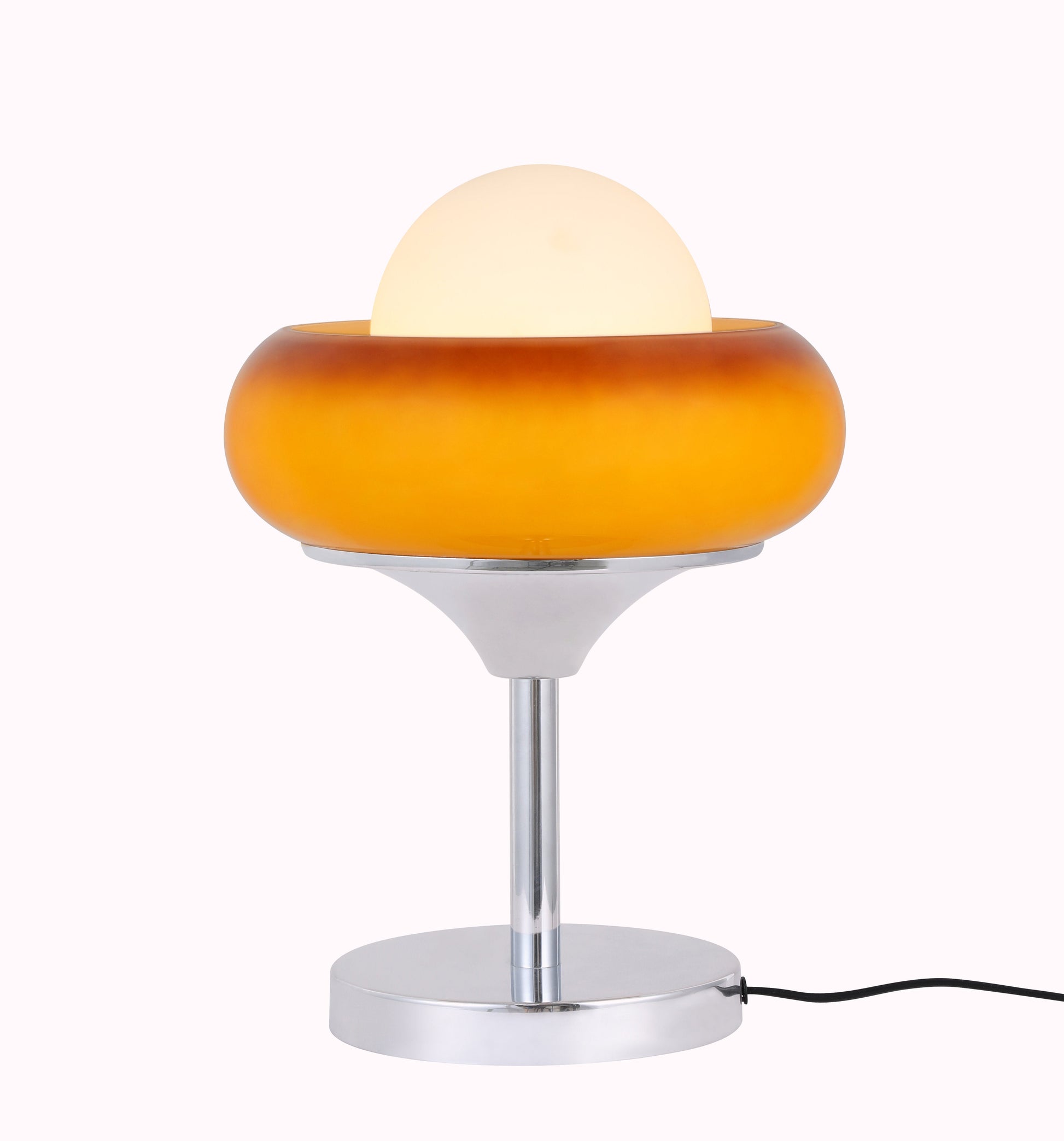 Avery Egg Tart  Table lamp with orange and white design on a white background