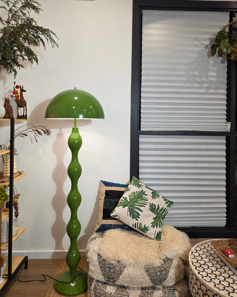 Dori Drop Wavy Mushroom Floor Lamp – Olive Green