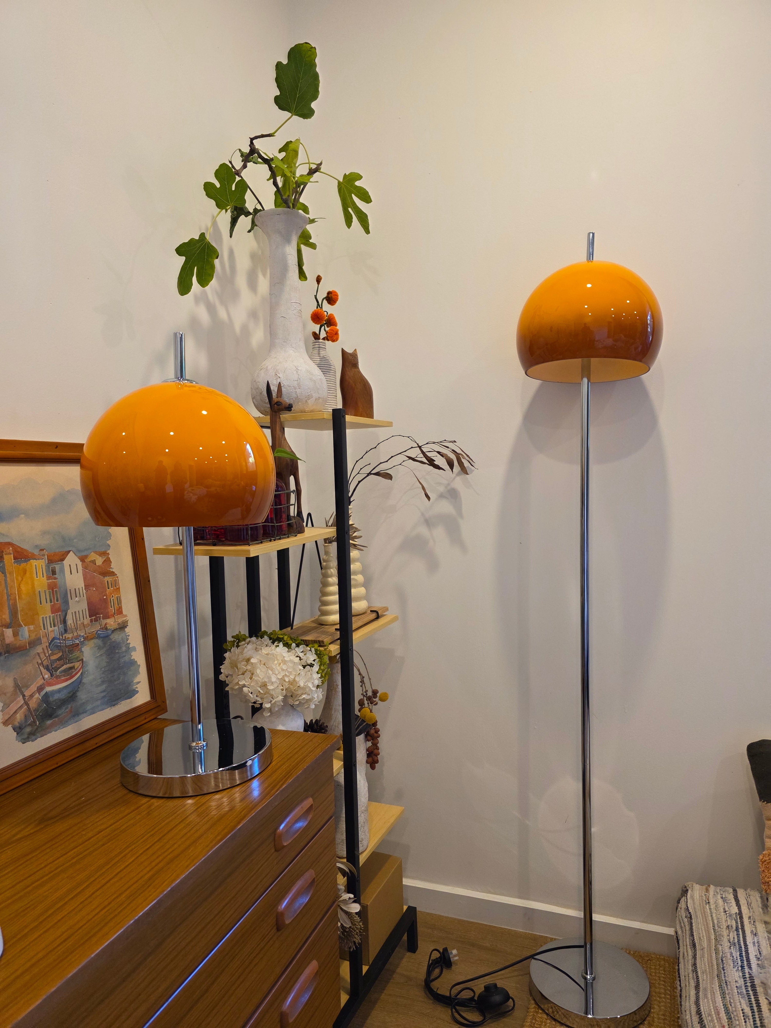 Olivia Mushroom Bauhaus Lamp Set Table & Floor Lamp