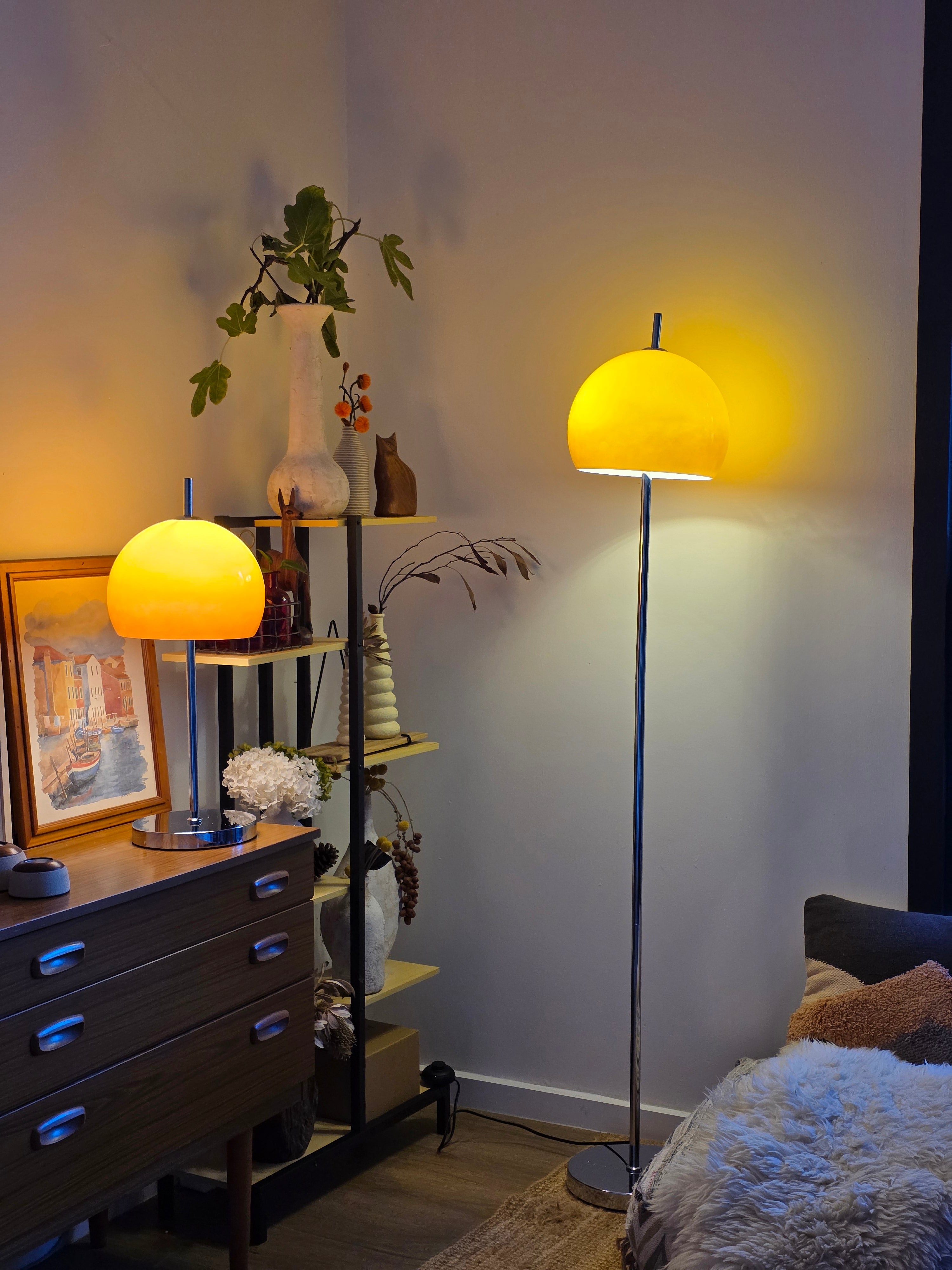 Olivia Mushroom Bauhaus Lamp Set Table & Floor Lamp