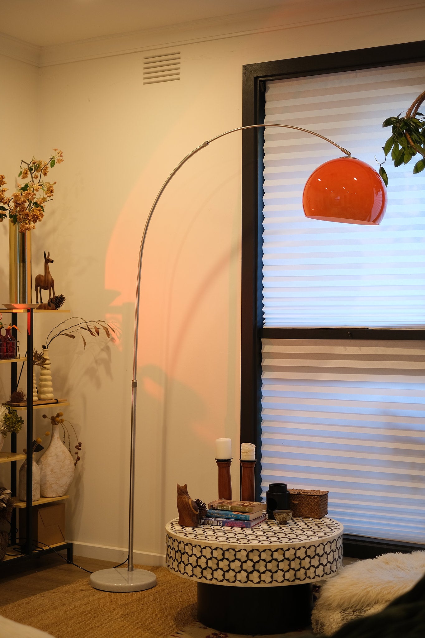 Sneedville Arc Floor Lamp – Chrome & Marble Base | Homezee