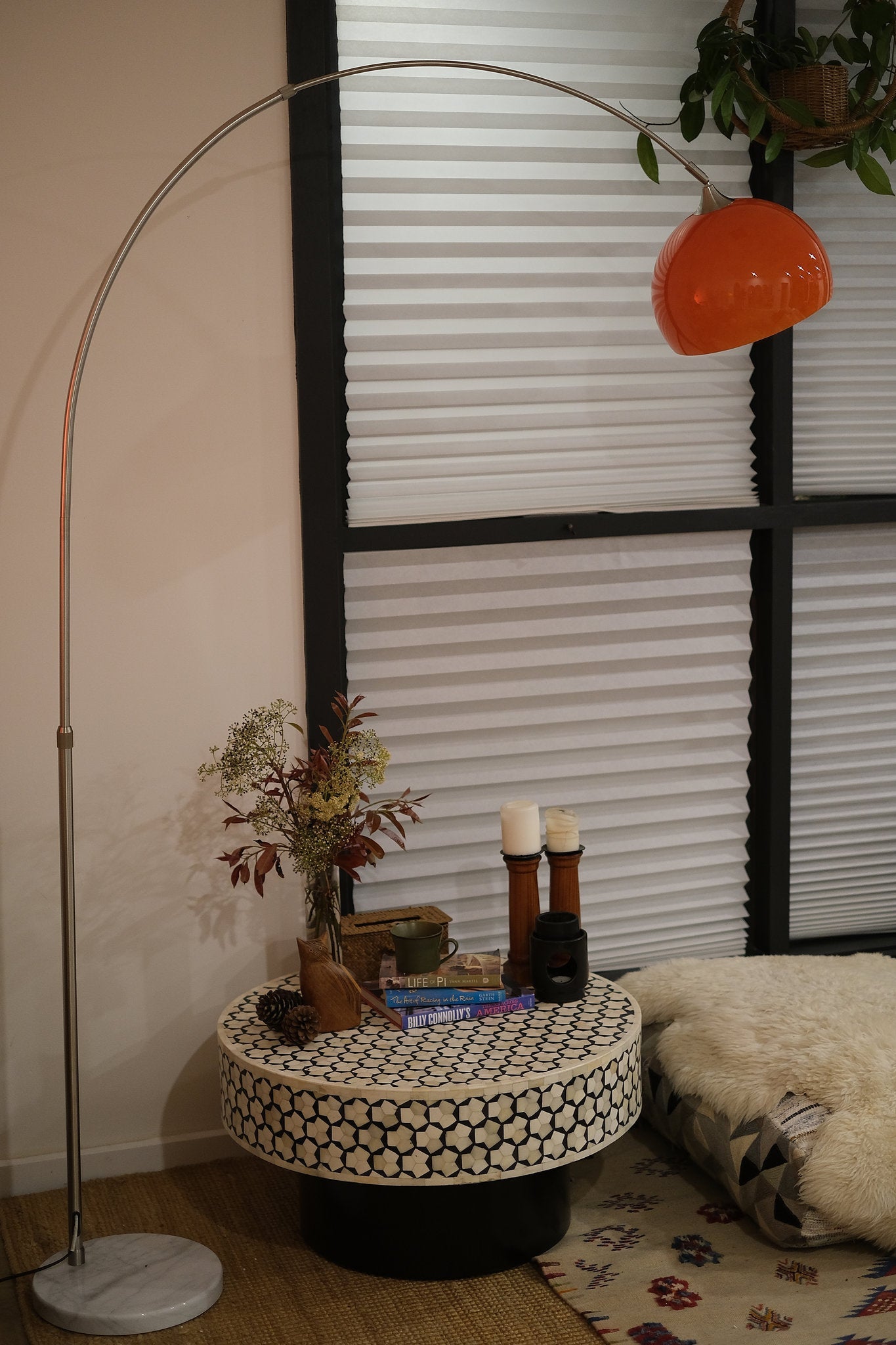 Sneedville Arched Floor Lamp – Chrome Arc with Marble Base