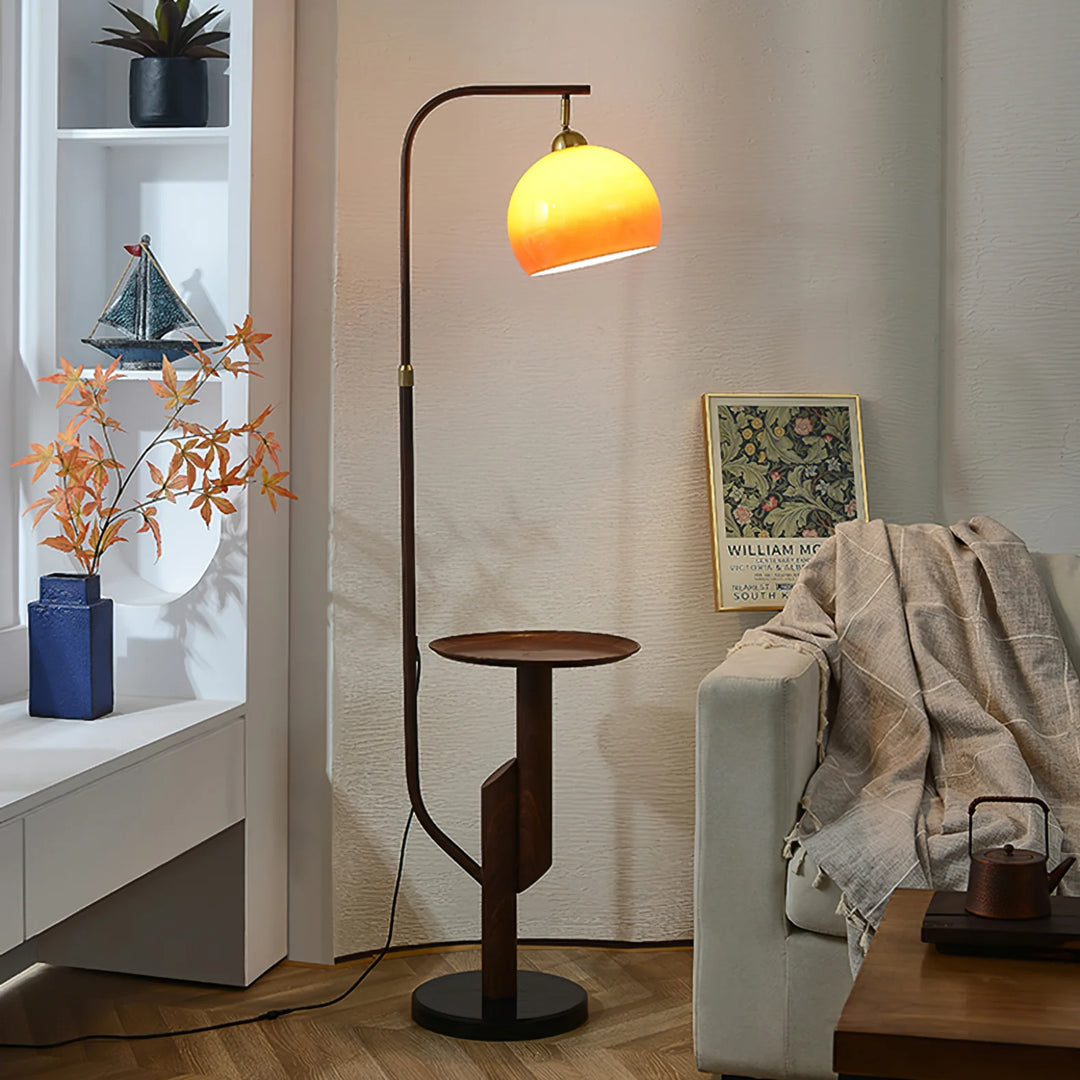 Carla Arc Floor Lamp with Side Table - 360° Adjustable Floor Lamp