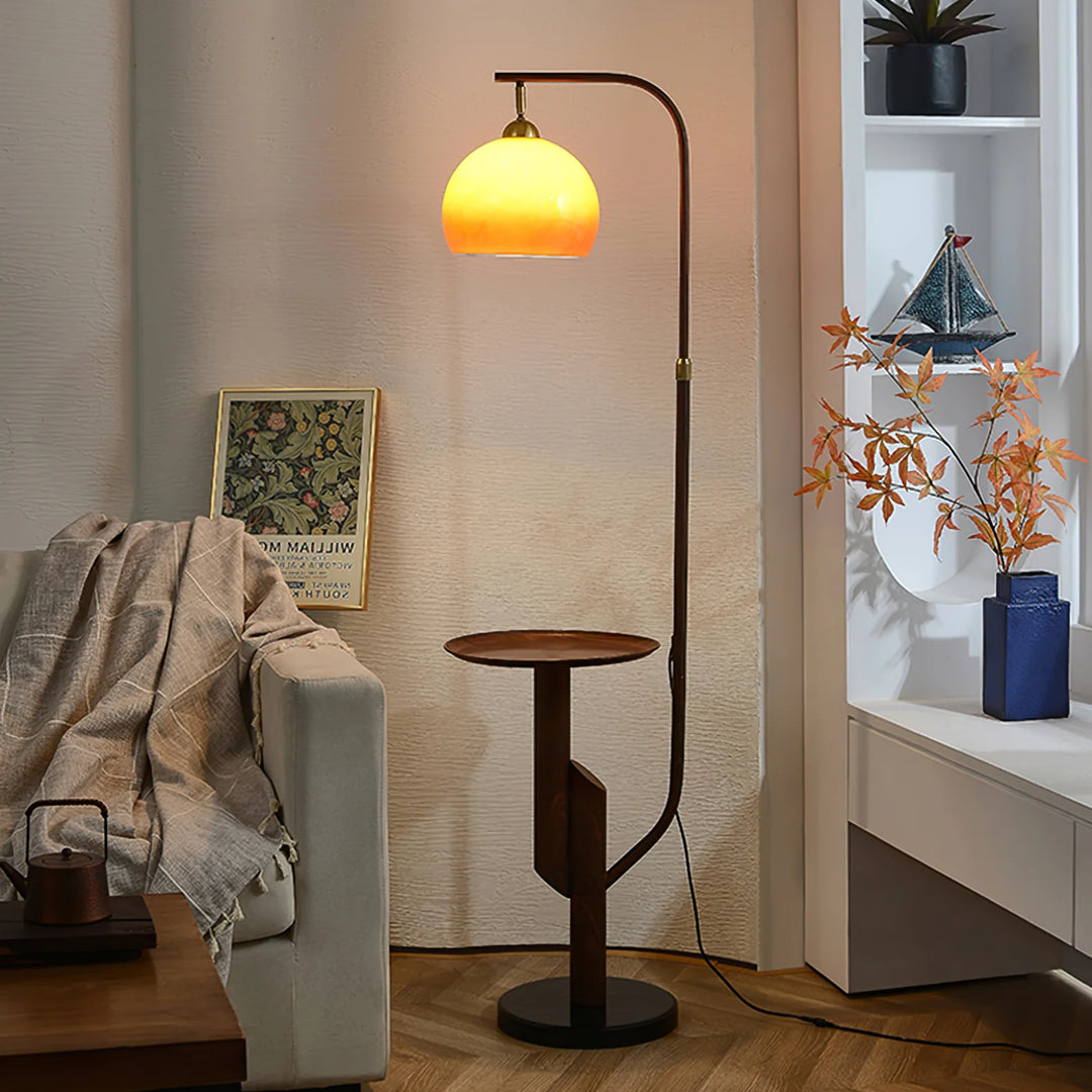 Carla Arc Floor Lamp with Side Table - 360° Adjustable Floor Lamp
