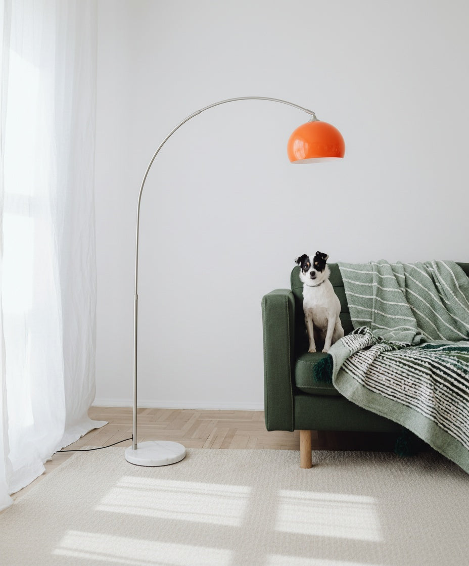 Sneedville Arched Floor Lamp – Chrome Arc with Marble Base