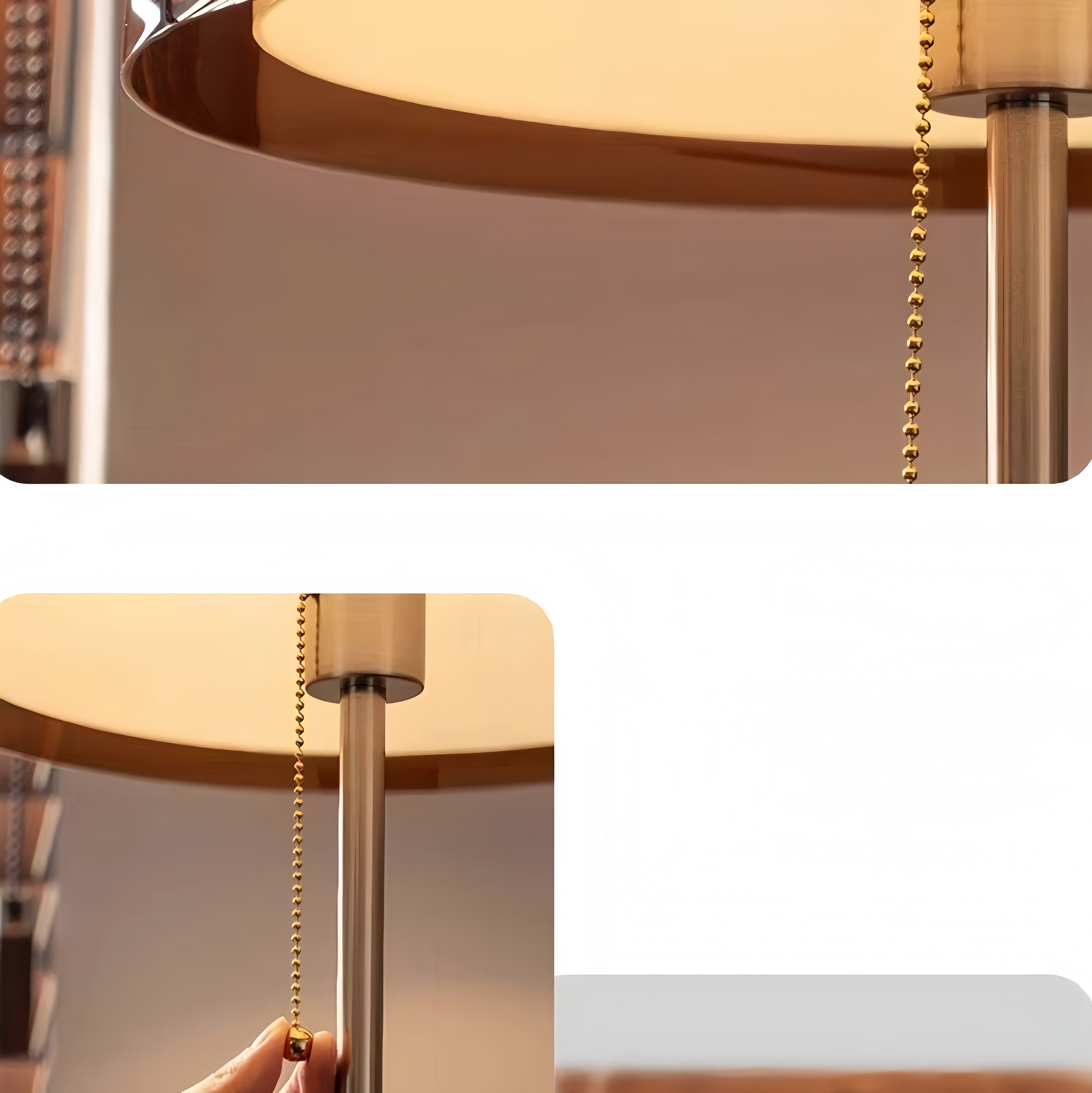 Close-up of a lamp with a pull chain on a white background