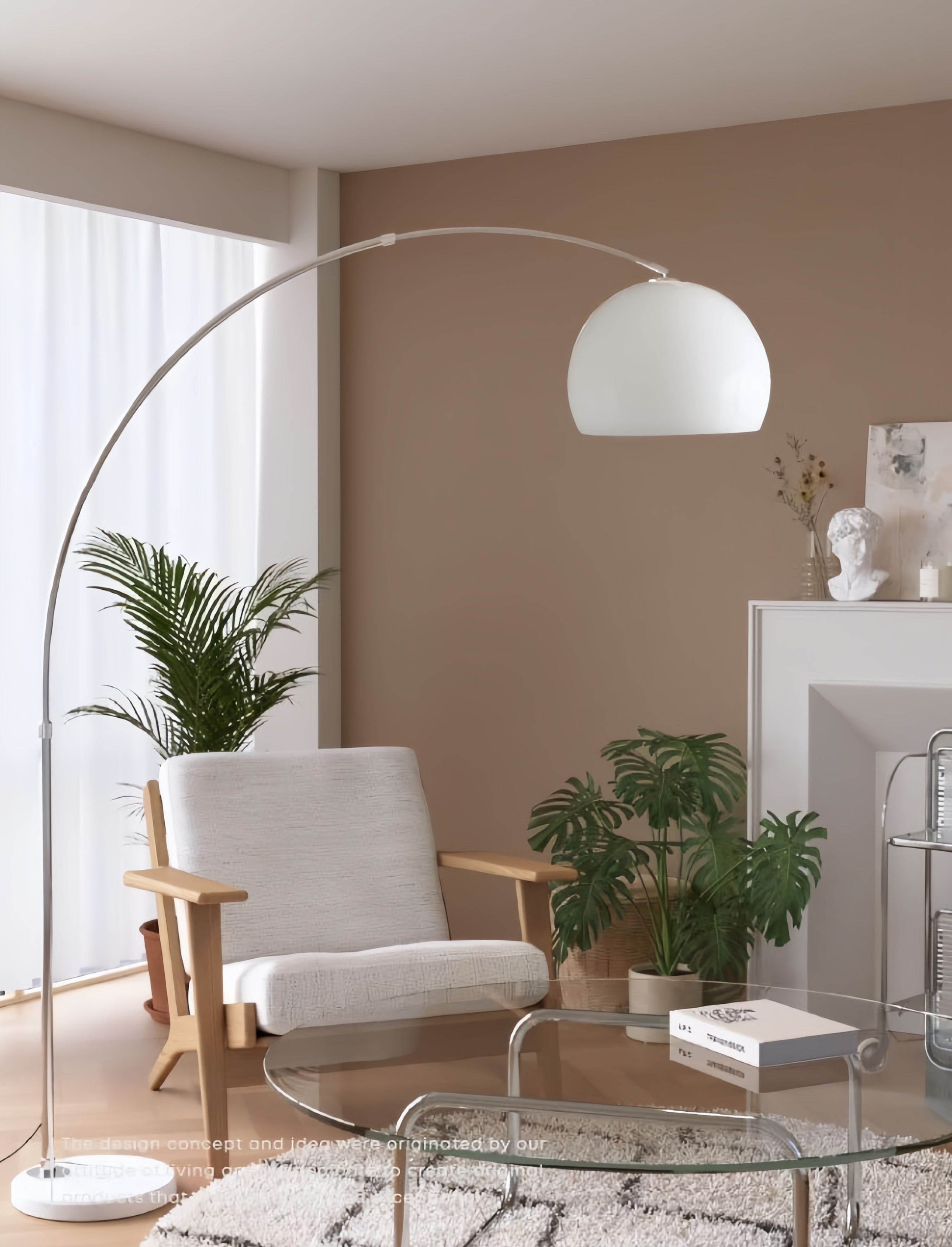 Sneedville Arched Floor Lamp – Chrome Arc with Marble Base