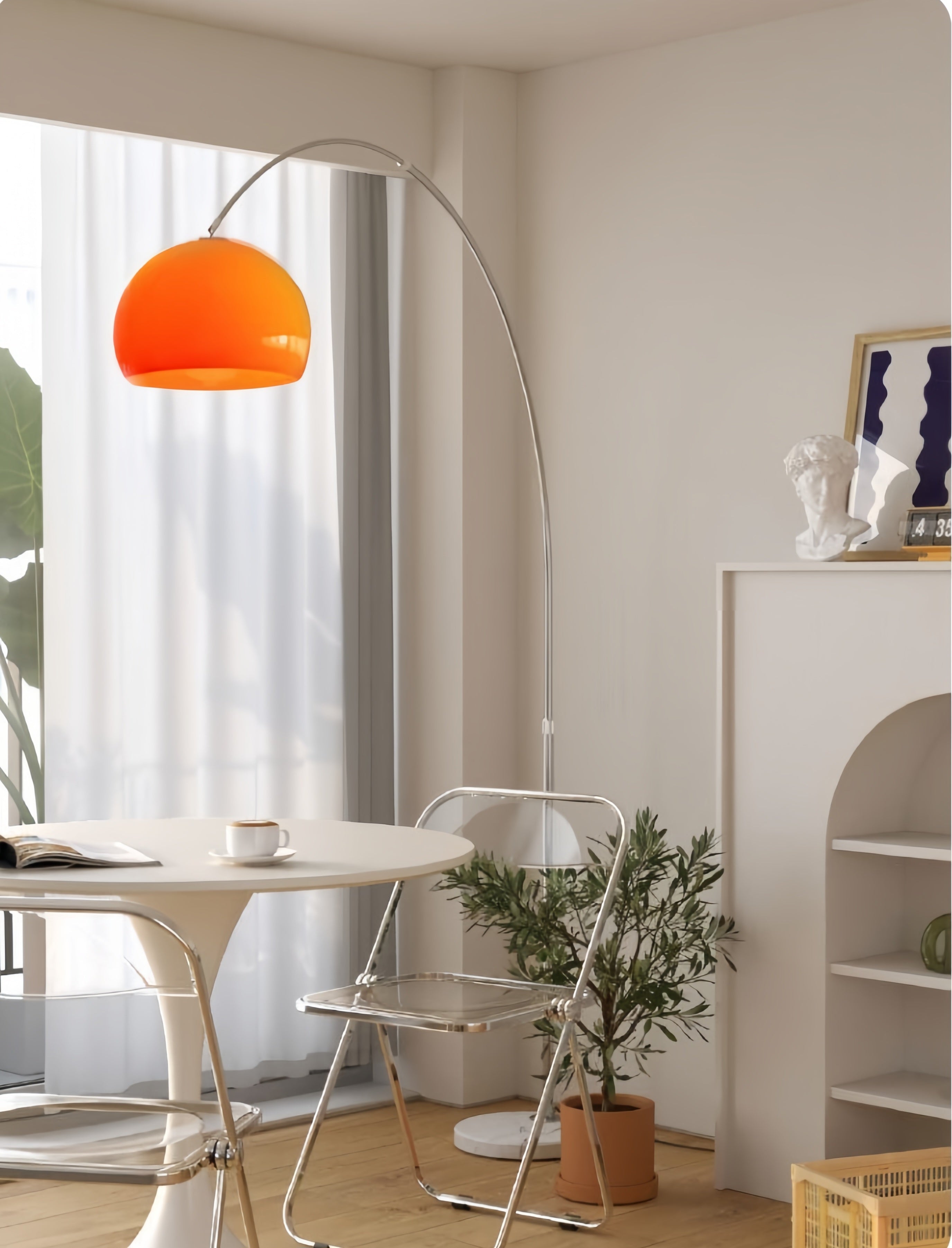 Sneedville Arched Floor Lamp – Chrome Arc with Marble Base