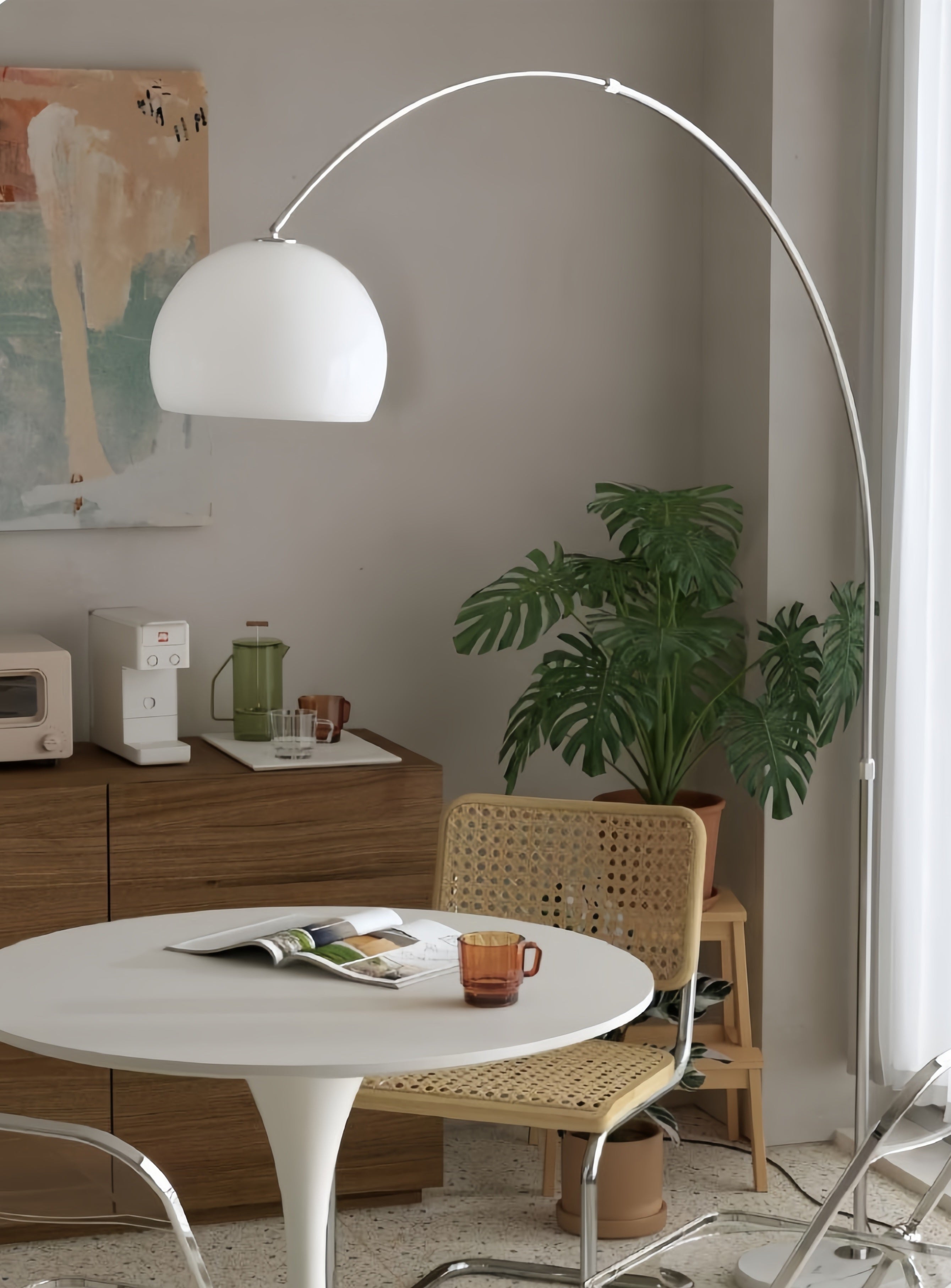 Sneedville Arched Floor Lamp – Chrome Arc with Marble Base